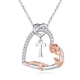 thumbnail image 1 of Iefil Anniversary Gifts for Wife, S925 Sterling Silver Initial Heart Necklace for Women, Dianty Rose Jewelry, Birthday Gifts for Women, 18+2.5In, T, 1 of 7