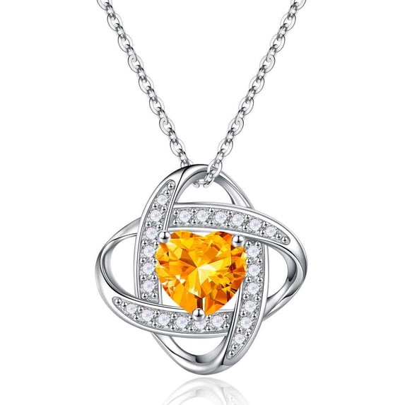 Iefil Anniversary Gifts for Wife Women, Christmas Gift for Women Wife Mom, S925 Sterling Silver Heart November Pendant Birthstone Necklace, 19+3In