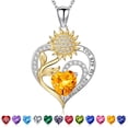 thumbnail image 1 of Iefil Anniversary Gifts for Wife Women, Christmas Gift for Women Wife Mom, S925 Sunflower Sterling Silver Heart November Birthstone Necklace, 19+3In, 1 of 8