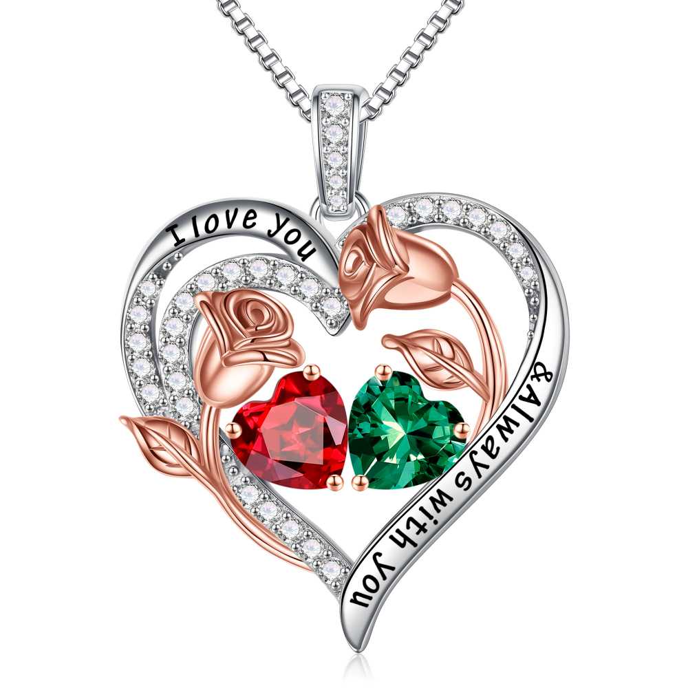 Iefil Anniversary Gifts for Wife Women, Mother's Day Gift for Mom Grandmom Wife, S925 Sterling Silver Heart January May Birthstone Necklace, 19+3In