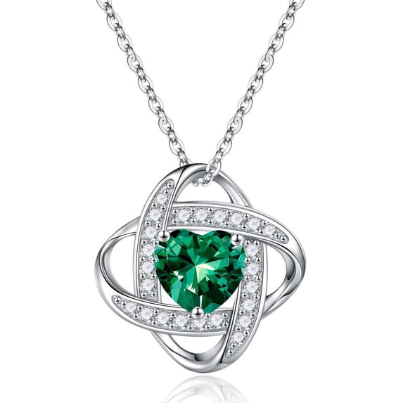 Iefil Anniversary Gifts for Wife Women, Mother's Day Gift for Mom Grandmom Wife, S925 Sterling Silver Heart May Birthstone Necklace, 19+3In