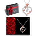 thumbnail image 1 of Iefil Anniversary Jewelry Gifts for Her, 925 Sterling Silver Unique Rose Heart Initial M Letter Pendant Necklace Jewelry Birthday Gifts for Wife Girlfriend, 1 of 8