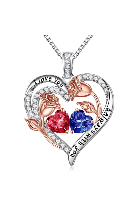 Iefil Anniversary Wife Gifts - Anniversary Birthday Gifts for Wife | July December Birthstone Necklace, Ruby Tanzanite Jewelry