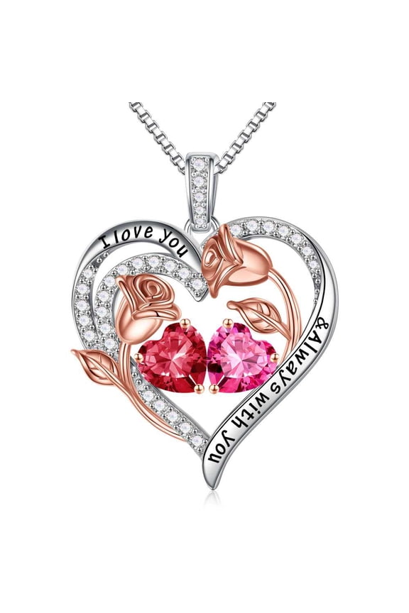 Iefil Anniversary Wife Gifts - Anniversary Women Gifts | July October Birthstone Necklace, Ruby Sapphire Jewelry
