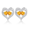 thumbnail image 1 of Iefil Anniversary Wife Gifts - Yellow Citrine Earrings, November Birthstone Jewelry for Women, Heart Stud Earrings, 1 of 6