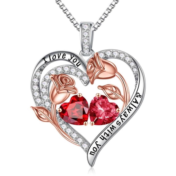 Iefil Anniversary Women Gifts - Anniversary Wife Gifts | Garnet Ruby Necklace, January July Birthstone Necklace