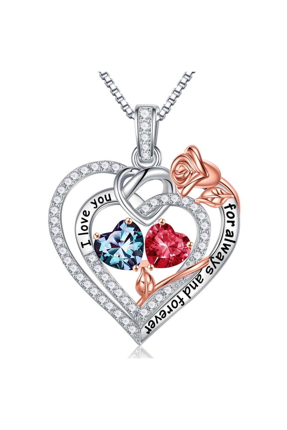 Iefil Anniversary Women Gifts - Anniversary Wife Gifts, Romantic Gift for Her, Christmas Gift for Women | Alexandrite Purple Ruby Red, June July Birthstone Necklace