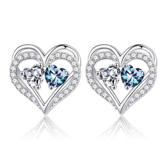 Iefil Anniversary Women Gifts - Birthstone Earrings for Women, White Topaz Alexandrite Earrings, April June Birthstone Jewelry