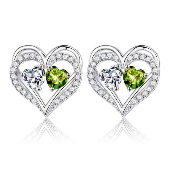 Iefil Anniversary Women Gifts - Earrings for Women, White Topaz Peridot Earrings, April August Jewelry, Birthstone Jewelry