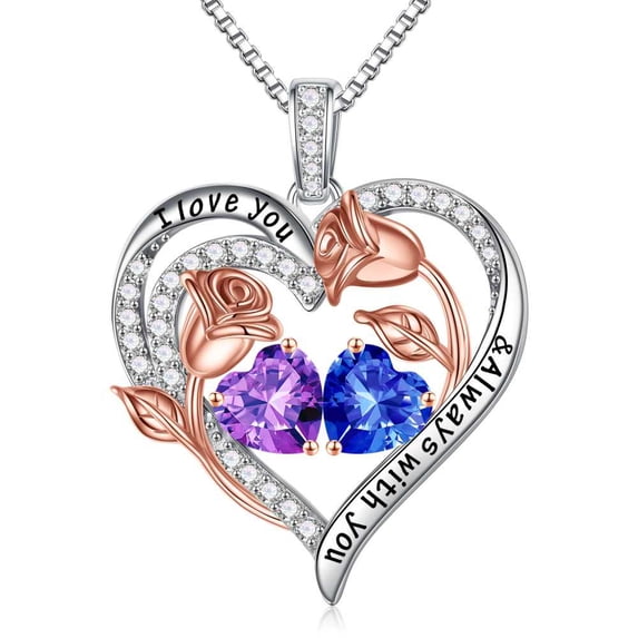 Iefil Anniversary Women Gifts - Gifts for Wife, Wife Birthday Gift Ideas | February September Birthstone Necklace, Amethyst Sapphire Jewelry