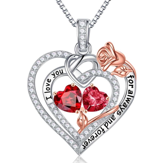 Iefil Anniversary Women's Gifts - 50th Anniversary, Wedding & Girlfriend Gifts | Garnet Red Ruby Red Birthstone Necklace