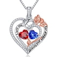 thumbnail image 1 of Iefil Anniversary Women's Gifts - 50th Wedding, Girlfriend & Romantic Gifts | Garnet Red Sapphire Blue Birthstone Necklace, 1 of 8