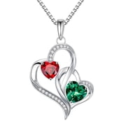 Iefil Anniversary Gifts for Wife Women, Mother's Day Gift for Mom Grandmom Wife, S925 Sterling Silver Heart January May Birthstone Necklace, 19+3In
