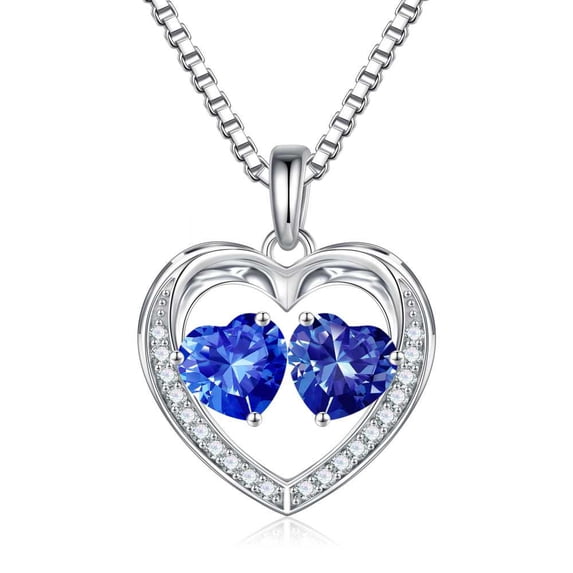 Iefil Birthday Gifts for Mom - Birthstone Necklace for Women, Birthstone Jewelry Gifts for New/Step/Bonus Mom/Mother in Law | September Sapphire Royal Blue & December Tanzanite Blue Jewelry