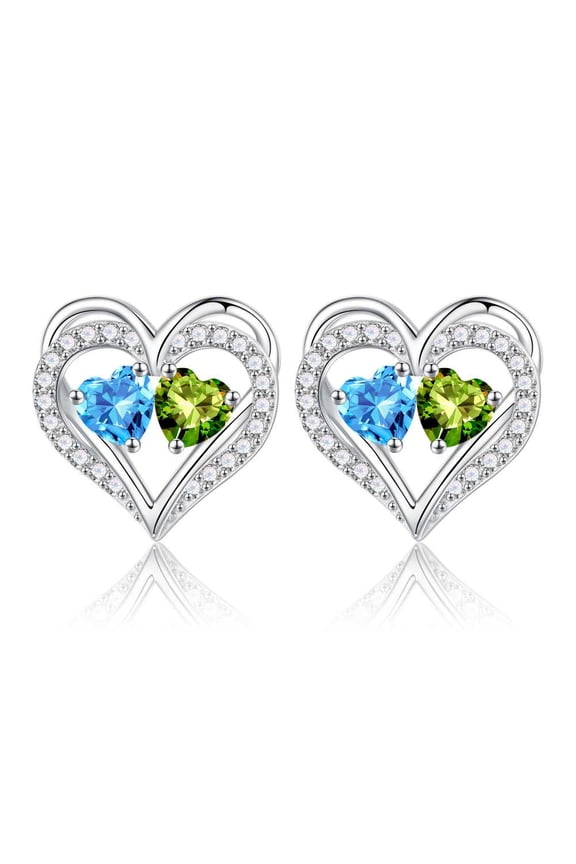 Iefil Birthday Gifts for Wife, Anniversary Wife Gifts, Aquamarine Peridot Birthstone Earrings for Women, March August Earrings