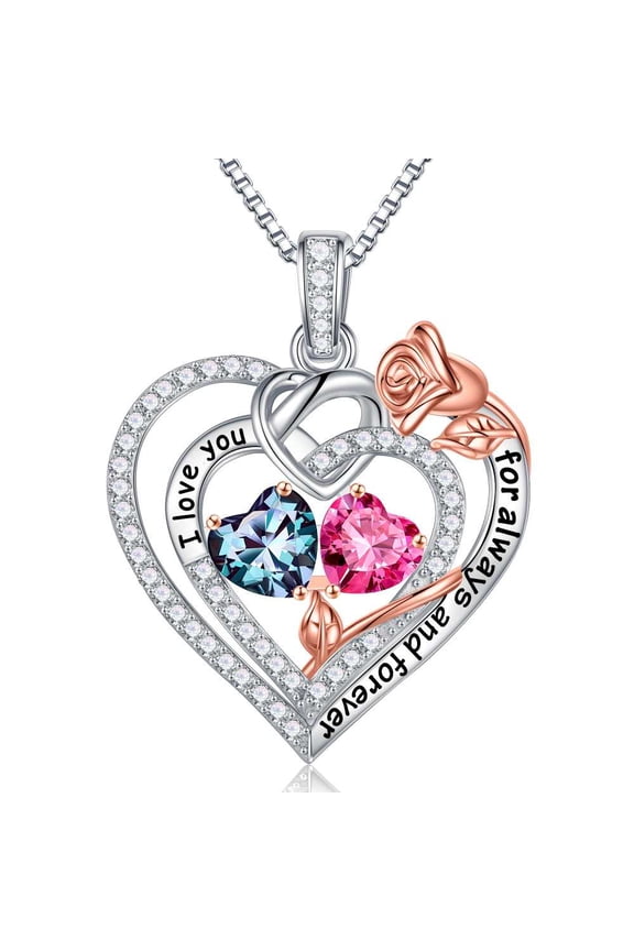 Iefil Birthday Gifts for Women - 30th, 40th, 50th, 60th Birthday Gifts for Wife, Mom, Girlfriend | June October Birthstone Necklace for Women
