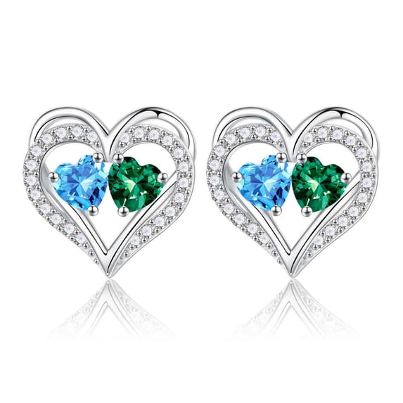 Iefil Birthstone Earrings for Women - Aquamarine Emerald Earrings, March May Jewelry, Gifts for Women, Wife Gifts