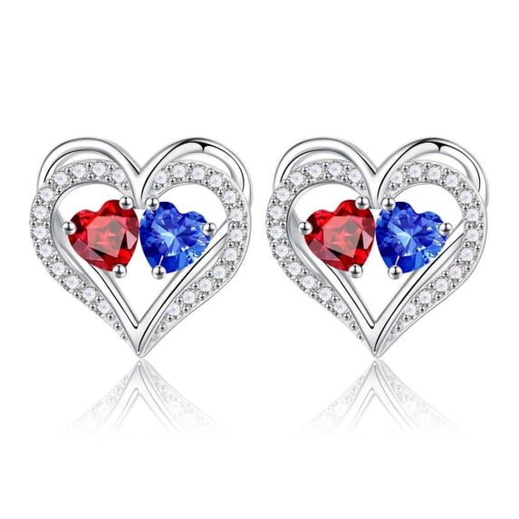 Iefil Birthstone Earrings for Women - Womens Jewelry, Sapphire Garnet Earrings, January September Jewelry