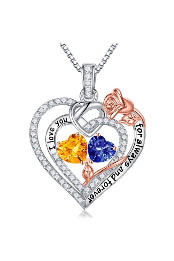 Iefil Birthstone Necklace for Women - 925 Sterling Silver Tanzanite Heart Pendant, November December Birthstone Necklace, Anniversary Valentines Day Gifts for Her