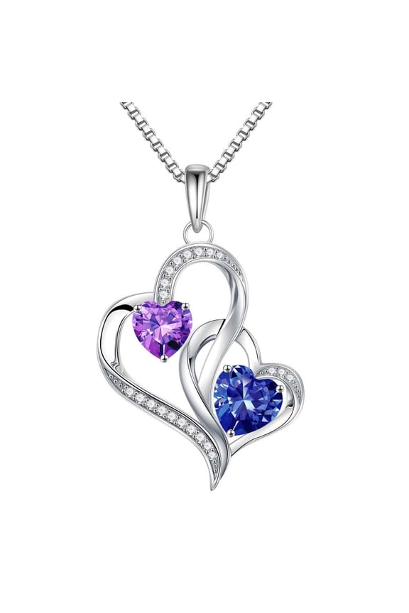 Iefil Birthstone Necklace for Women - Anniversary Birthday Gifts for Women, Amethyst Purple Necklaces, Tanzanite Blue Necklaces, February December Birthstone Necklace, Jewelry Gifts for Wife