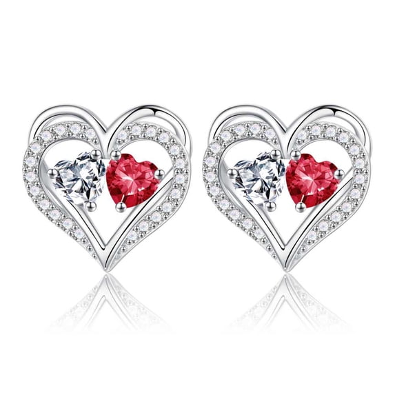 Iefil Earrings for Mom, Mom Gifts, White Topaz Ruby Earrings, April July Birthstone Jewelry