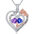 thumbnail image 1 of Iefil Gifts for Wife - Anniversary Ideas Gifts for Women Wife Her, Rose Heart Birthstone Necklace | Amethyst Purple Sapphire Blue Necklace, February September Birthstone, 1 of 8