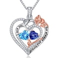 thumbnail image 1 of Iefil Gifts for Wife - Anniversary Ideas Gifts for Women Wife Her, Rose Heart Birthstone Necklace | March December Birthstone Necklace, Tanzanite Blue Aquamarine Blue, 1 of 8