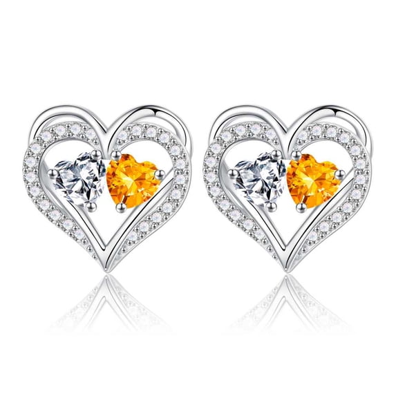 Iefil Gifts for Wife - Birthstone Earrings for Women, Anniversary Birthday Gifts for Women, White Topaz Citrine Earrings, April November Birthstone Jewelry