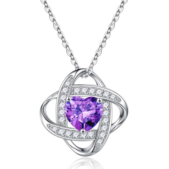 Iefil Gifts for Her Wife Girlfriend, Anniversary Birthday Gifts for Women | Amethyst Purple Necklaces, February Birthstone, Sterling Silver, 18+2 in