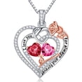 thumbnail image 1 of Iefil Gifts for Wife - Anniversary Ideas Gifts for Women Wife Her, Rose Heart Birthstone Necklace | Ruby Red Necklace July October Birthstone Jewelry, 1 of 8