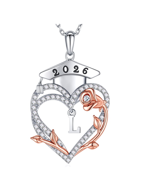 Iefil S925 Sterling Silver Rose Heart Pendant Necklace for Women, Dainty Graduation Gifts 2026, CZ Fine Sterling Silver Jewelry, L