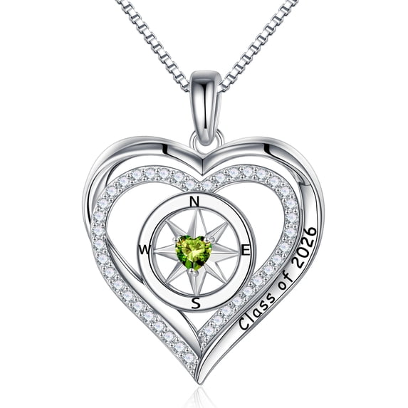 Iefil S925 Sterling Silver Birthstone Heart Pendant Necklace for Women, Dainty Graduation Gifts 2026, CZ Fine Jewelry