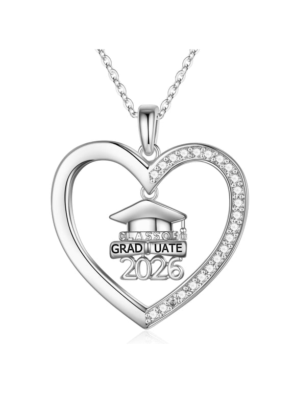 Iefil S925 Sterling Silver Birthstone Heart Pendant Necklace for Women, Dainty Graduation Gifts 2026, CZ Fine Jewelry