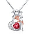 thumbnail image 1 of Iefil S925 Sterling Silver Birthstone Heart Pendant Necklace for Women, Dainty Graduation Gifts 2026, Rose CZ Fine Jewelry, 1 of 8