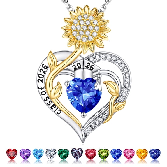 Iefil Graduation Gifts for Her 2026 College, 925 Sterling Silver Sunflower September Sapphire Royal Blue Birthstone Necklace for Women, Inspirational Graduation High School Graduate Gift for Friend