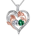 thumbnail image 1 of Iefil Jewelry for Women - Rose Heart Birthstone Necklace, April May Birthstone Necklace, Topaz Emerald Jewelry, 1 of 7