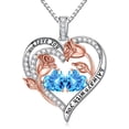 thumbnail image 1 of Iefil March Birthstone Necklace for Women, Aquamarine Birthstone Jewelry, Rose Heart Necklace for Women, 1 of 7