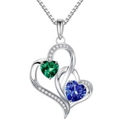Iefil Mom Birthday Gifts - Best Gifts for Mom Birthday, Birthstone Necklace for Women, Emerald Green Necklaces, Tanzanite Blue Jewelry, May December Birthstone 