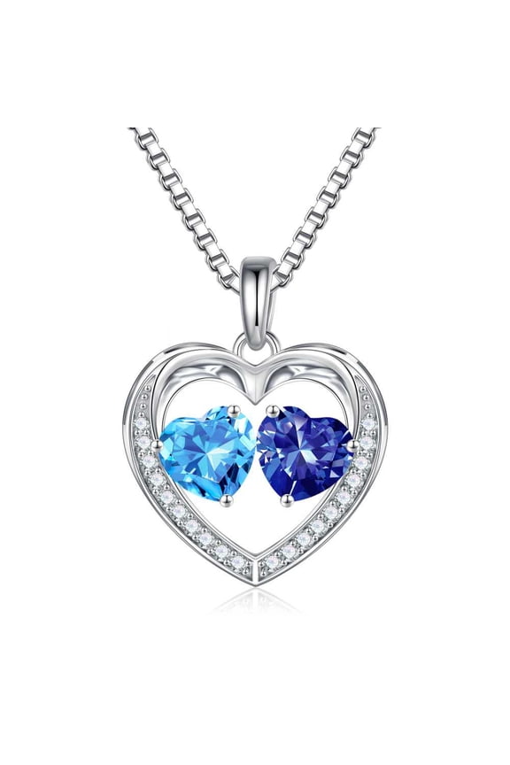 Iefil Personalized Gifts for Women - Jewelry for Wife Girlfriend Mom, Anniversary Birthday Gifts for Women, March Aquamarine Light Blue Jewelry, December Tanzanite Blue Necklace