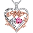 thumbnail image 1 of Iefil Rose Heart Birthstone Necklace Gifts for Women Mom Grandma, Birthstone Jewelry Natural or Created Gemstone Mothers Day Birthday Christmas Gifts for Mom Grandma Her Wife Girlfriend Women,, 1 of 7