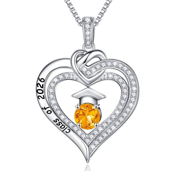 Iefil S925 Sterling Silver Birthstone Heart Pendant Necklace for Women, Dainty Graduation Gifts 2026, CZ Fine Jewelry
