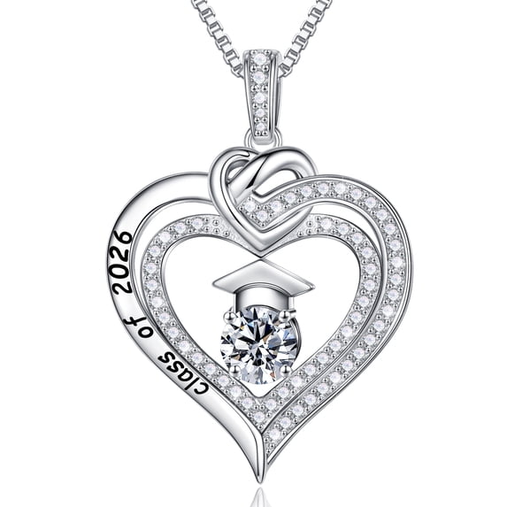 Iefil S925 Sterling Silver Birthstone Heart Pendant Necklace for Women, Dainty Graduation Gifts 2026, CZ Fine Jewelry