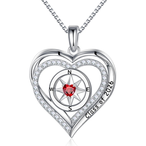 Iefil S925 Sterling Silver Birthstone Heart Pendant Necklace for Women, Dainty Graduation Gifts 2026, CZ Fine Jewelry