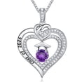 thumbnail image 1 of Iefil S925 Sterling Silver Birthstone Heart Pendant Necklace for Women, Dainty Graduation Gifts 2026, CZ Fine Jewelry, 1 of 8