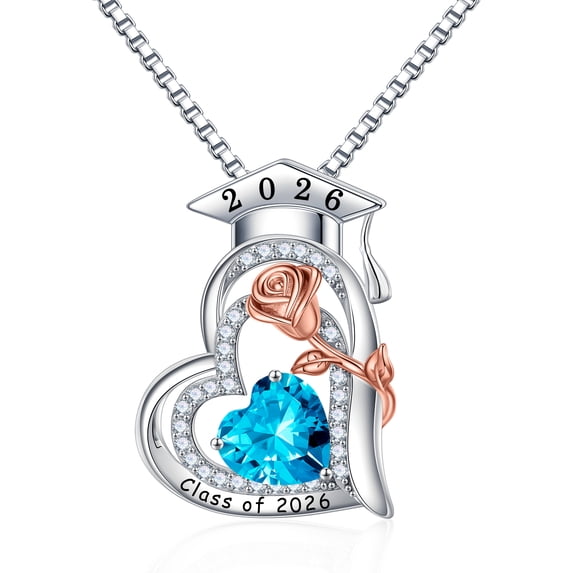 Iefil S925 Sterling Silver Birthstone Heart Pendant Necklace for Women, Dainty Graduation Gifts 2026, Rose CZ Fine Jewelry