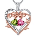 thumbnail image 1 of Iefil S925 Sterling Silver Heart August October Birthstone Necklace for Women, Birthday Anniversary Gifts for Women Wife, Dainty Rose Jewelry, 19+3In, 1 of 7