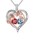 thumbnail image 1 of Iefil S925 Sterling Silver Heart January June Birthstone Necklace for Women, Birthday Anniversary Gifts for Women Wife, Dainty Rose Jewelry, 19+3In, 1 of 7
