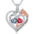 thumbnail image 1 of Iefil S925 Sterling Silver Heart June July Birthstone Necklace for Women, Birthday Anniversary Gifts for Women Wife, Dainty Rose Jewelry, 19+3In, 1 of 8