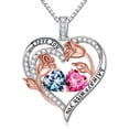 thumbnail image 1 of Iefil S925 Sterling Silver Heart June October Birthstone Necklace for Women, Birthday Anniversary Gifts for Women Wife, Dainty Rose Jewelry, 19+3In, 1 of 7