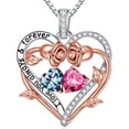 thumbnail image 1 of Iefil S925 Sterling Silver Heart June October Birthstone Necklace for Women, Birthday Anniversary Gifts for Women Wife, Dainty Rose Jewelry, 19+3In, 1 of 7